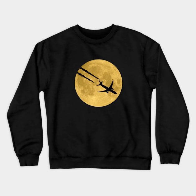 Airplane over the moon Crewneck Sweatshirt by Andreeastore  